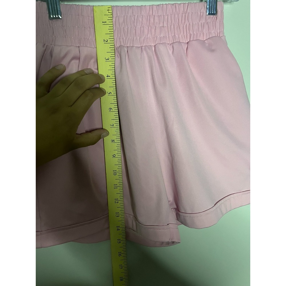 Vintage Pink High Waist Sweat Shorts Womens Size Medium Pockets Pull On - Picture 4 of 7